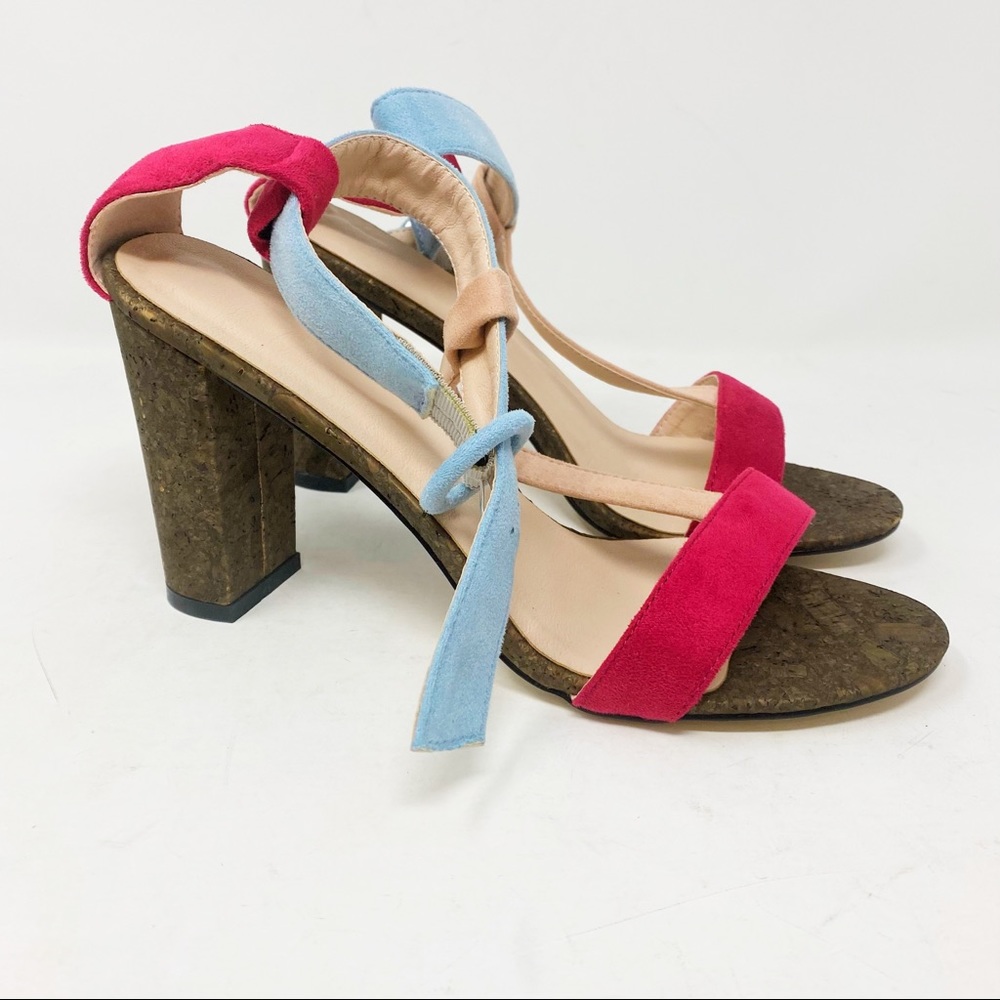 Faux Suede Multicolor Slip On Buckle Sandal Size 6 - Picture 1 of 6